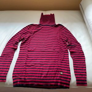 Red and black stripe turtleneck sweater